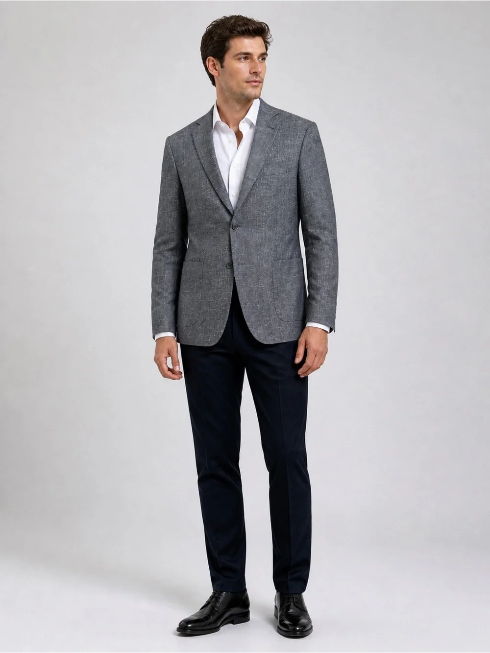 Nordstrom Men's Shop Gray Wool Silk Linen Blazer Sport Coat 44R
